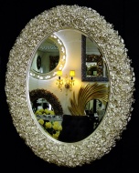Зеркало интерьерное овальное, Орнелла шампань, ширина 90см высота 110см