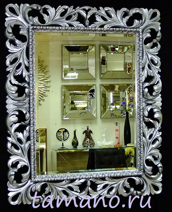 Зеркало в раме Ингрид 2 чернёное серебро, 88см х 108см купить с доставкой в Тамано.ру