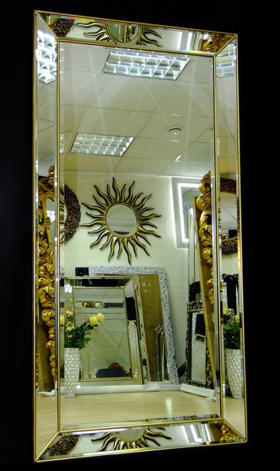 Большое венецианское зеркало в зеркальной раме Ричард золото