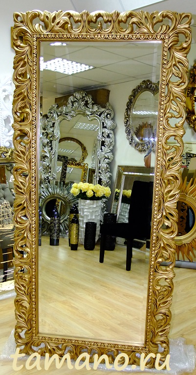Купить красивое большое зеркало в ажурной раме под золото