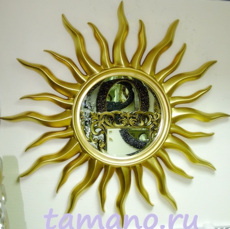 Зеркало интерьерное Солнце, арт. Л1079 Римини светлое золото, D 104см.JPG