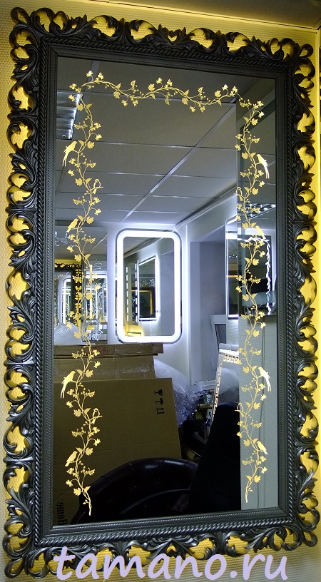 Зеркало в раме с внутренней и боковой подсветкой, арт. П008 серебро, ширина 85см х высота 145см.JPG