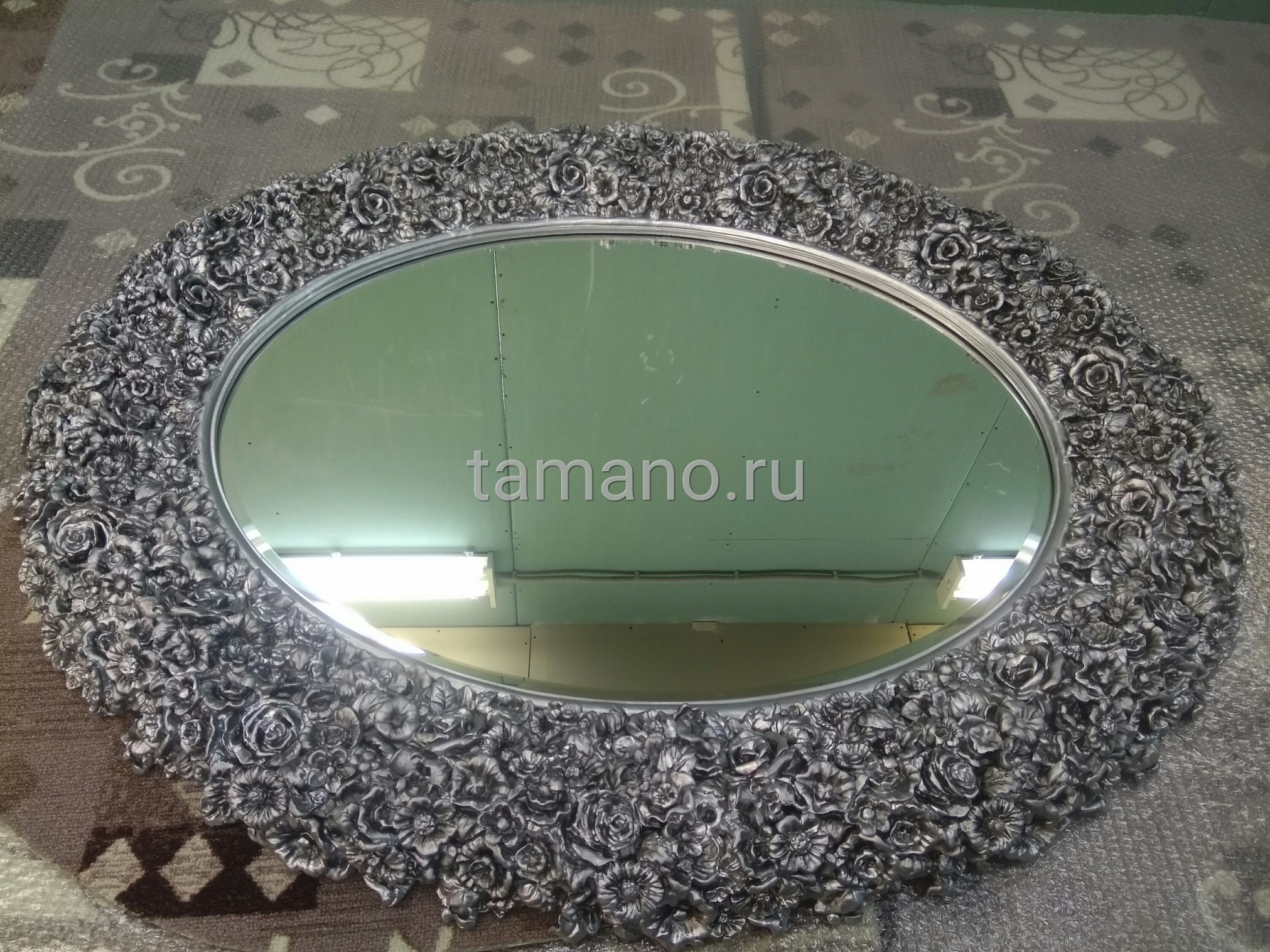 Овальное зеркало в раме Орнелла чернёное серебро готовим к доставке