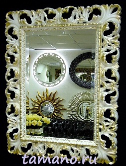 Зеркало с фоновой боковой подсветкой рамы, арт. П021 чернёное золото, 65х85см
