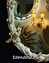 Овальное зеркало в дизайнерской раме Старлинг слоновая кость с золотом, 55см х 85см