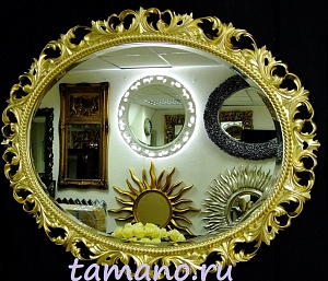 Зеркало интерьерное овальное, Азалия золото, 80см х 100см