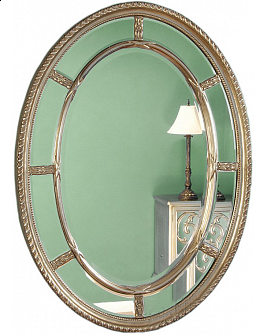 Овальное зеркало в интерьерной раме Модена серебро, 84см х 112см