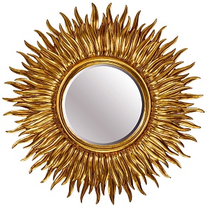 Зеркало в раме солнце Саншайн античное золото, D 99см