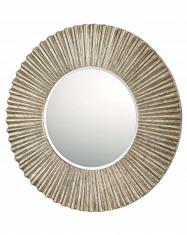 Зеркало в круглой раме с лучиками Летиция античное серебро, D 91см