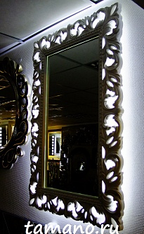 Зеркало в раме с внутренней фоновой подсветкой, арт. П014 белое, 75см х 115см