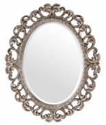 Овальное зеркало в раме Дейзи серебро, 80см х 100см