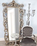 Напольное зеркало в шикарной раме Меривейл серебро, 193см х 85см