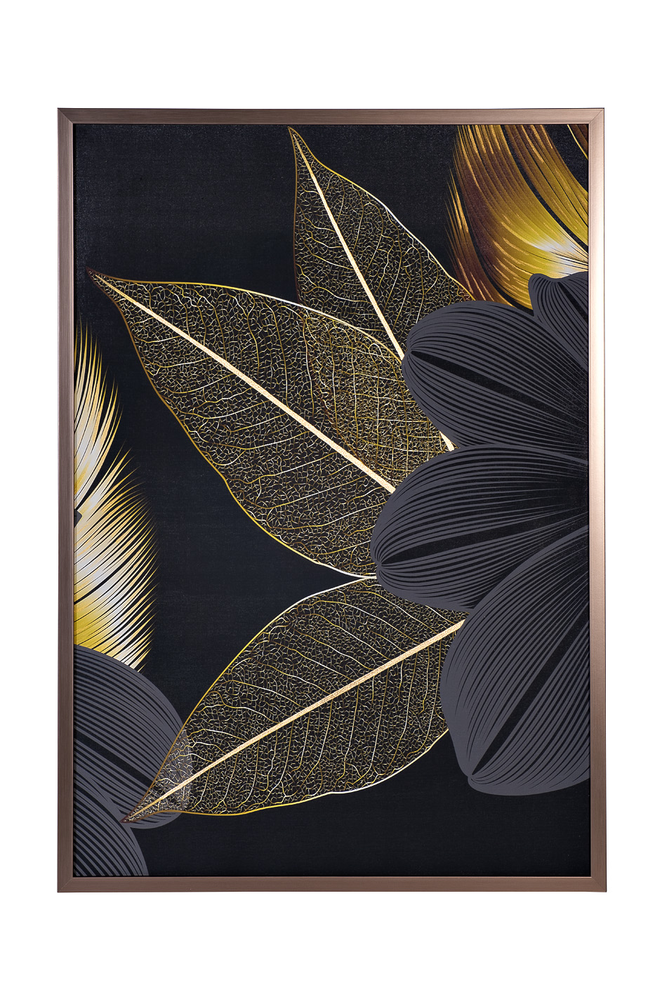89VOR-GOLDEN LEAVES-3 Холст "Золотые листья-3" 100х70 см, багет( латунь),поталь