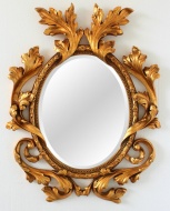 Овальное зеркало в золотой резной раме Глори, 69см х 87см