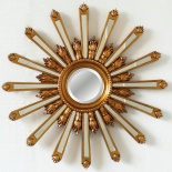 Зеркало Солнце в золотой раме с зеркальными лучиками Орион, D 71см