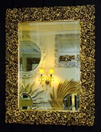 Интерьерное зеркало в декоративном багете Изабелла чернёное золото,  72см х 92см
