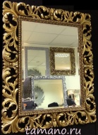 Зеркало в резной раме Ингрид 2 чернёное золото, 88см х 108см