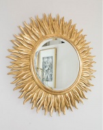 Зеркало в круглой раме солнце Фелиция античное золото, D 100см