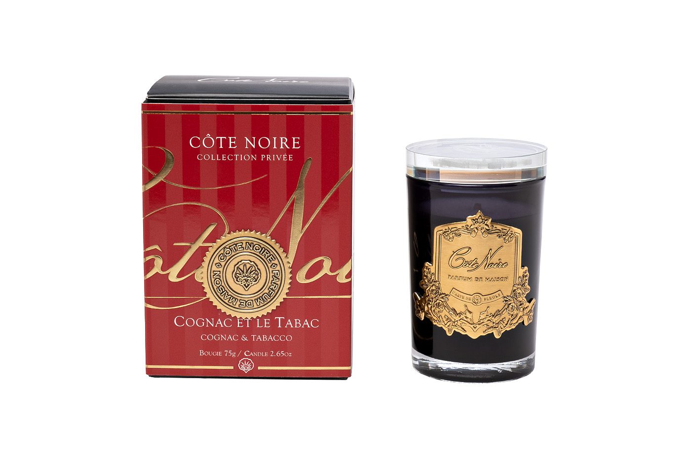96CN-75240 Свеча ароматическая Cognac/Tobacco в стакане в упаковке 75 гр.
