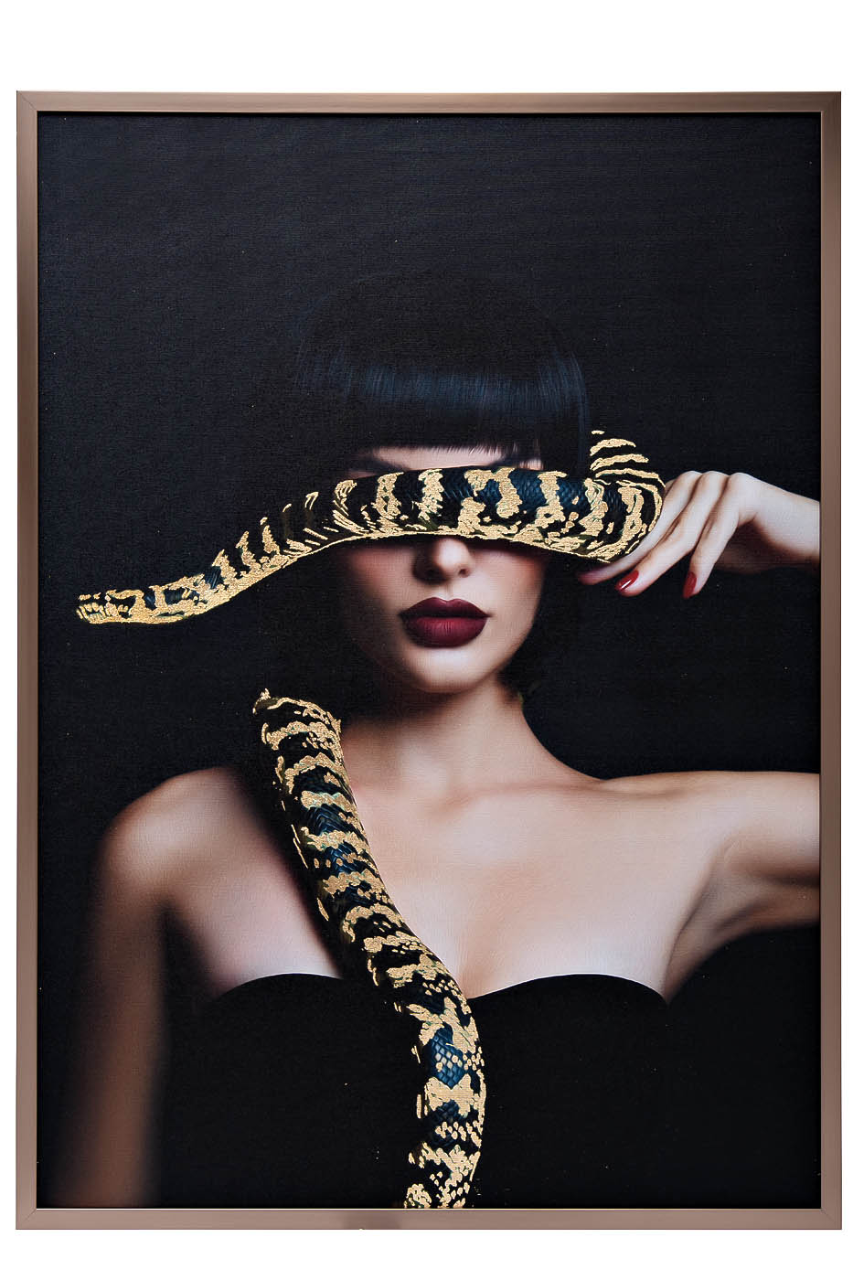 89VOR-GIRL/SNAKE-1 Холст "Девушка со змеей"120х80см,багет латунь, поталь