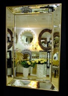Венецианское зеркало в зеркальной раме Генри античное золото, 80см х 120см