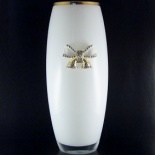 Белая ваза с украшением из страз, стекло, высота 200 мм