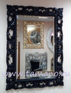 Зеркало интерьерное в резной раме, арт. Л12005Т Мэри чёрный лак, 75см х 95см 