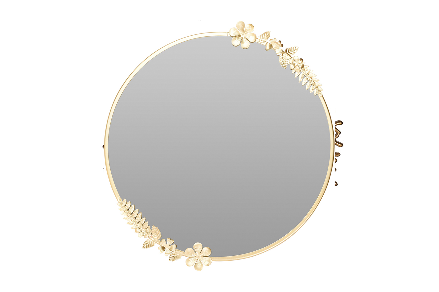 AAE324560 Зеркало круглое с цветами d40см золото