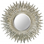 Зеркало в раме солнце Саншайн античное серебро, D 99см