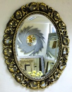 Овальное зеркало в резной раме Джулия бронза, 74см х 94см