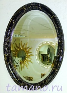 Зеркало овальное в раме Пацифик чёрный лак с золотым кракелюром, 62см х 82см