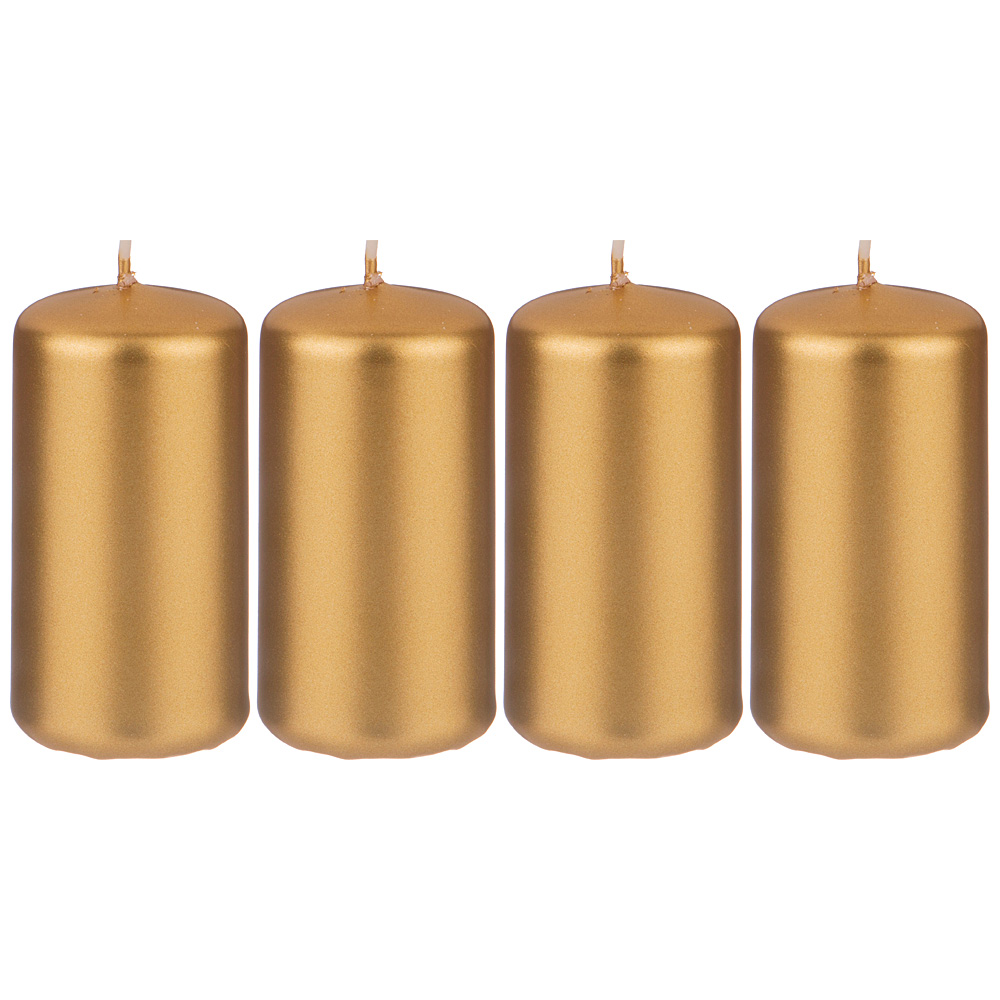 348-447 Набор свечей из 4 штук d4*8 см золотой металлик