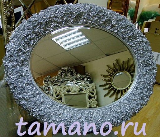 Зеркало интерьерное овальное, арт. Л009 серебро, ширина 90см высота 110см.JPG