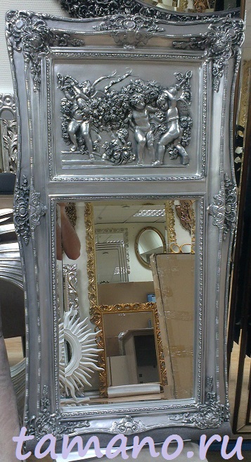 Зеркало - панно интерьерное, арт. 064 Францини, чернёное серебро, 118см х 61см