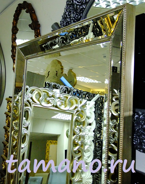 Зеркало напольное в зеркальной раме, арт. Н11 Уилшир, серебро, 197см х 100см смотреть фото рамы