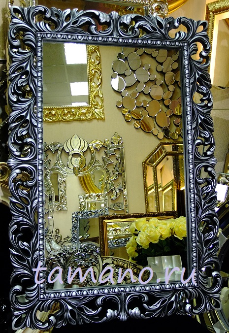Зеркало итальянское в раме, арт. Л10014М чернённое серебро