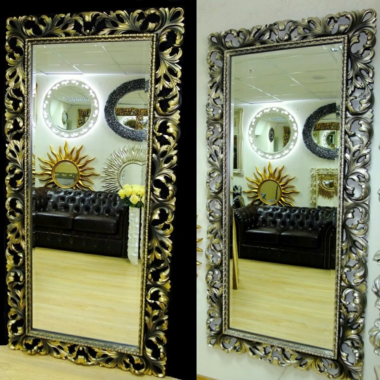 Большие зеркала в красивых резных багета в Тамано