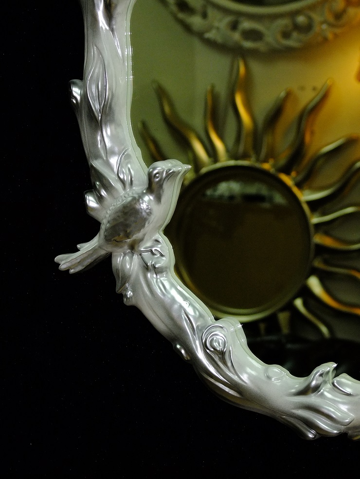 Овальное зеркало Старлинг белый лак с серебром фото рамы