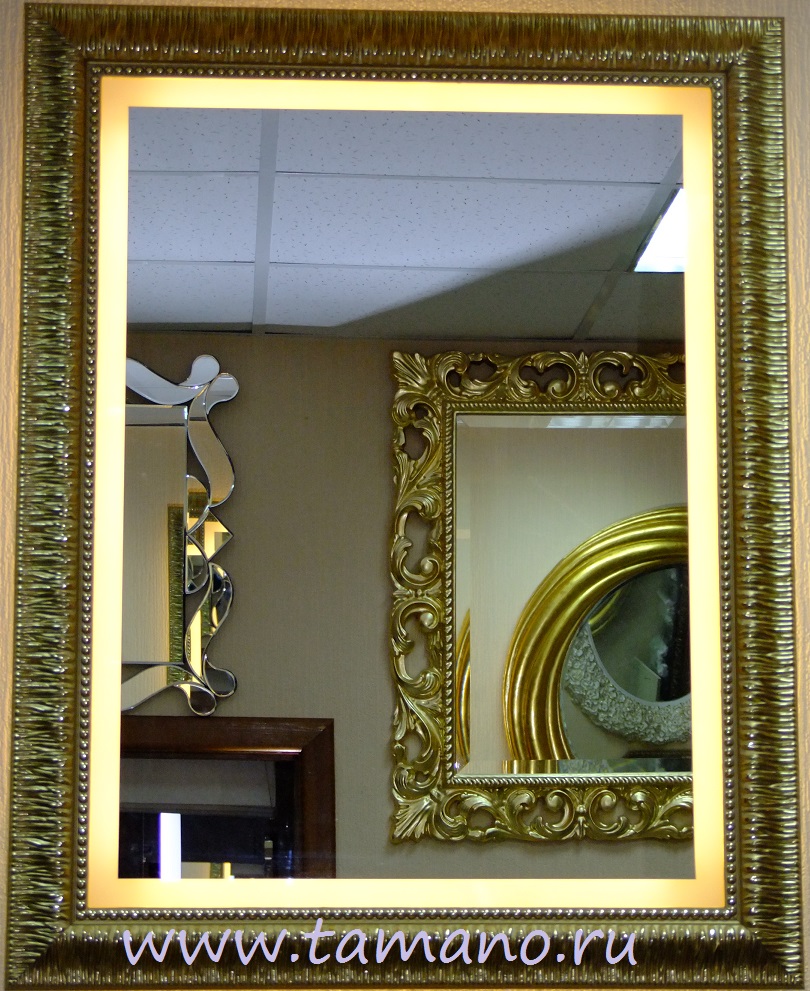 Зеркало с подсветкой в раме из багета на заказ.JPG