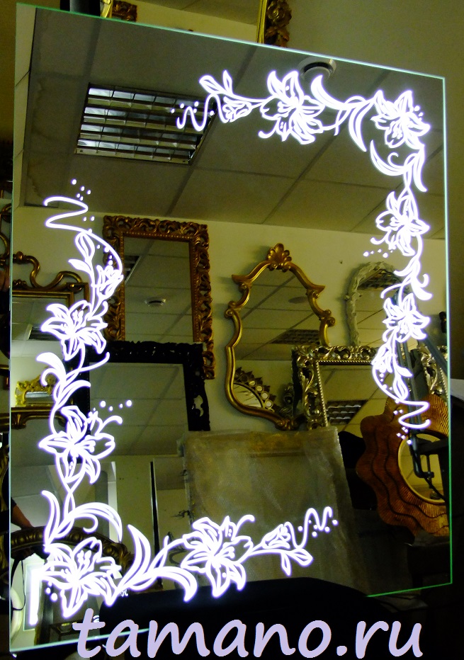 Зеркало с подсветкой Лилии, ширина 800мм высота 1000мм.JPG