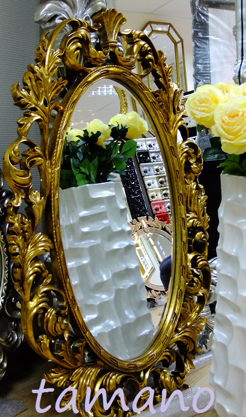 Зеркало интерьерное в резной раме, арт. 129 Гойя, золото, 110см х 74см.JPG