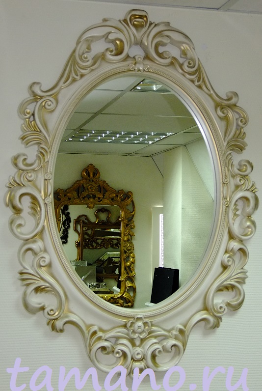 Зеркало интерьерное в винтажной раме, арт. Л1006, слоновая кость с золотом, 67см х 96см.JPG