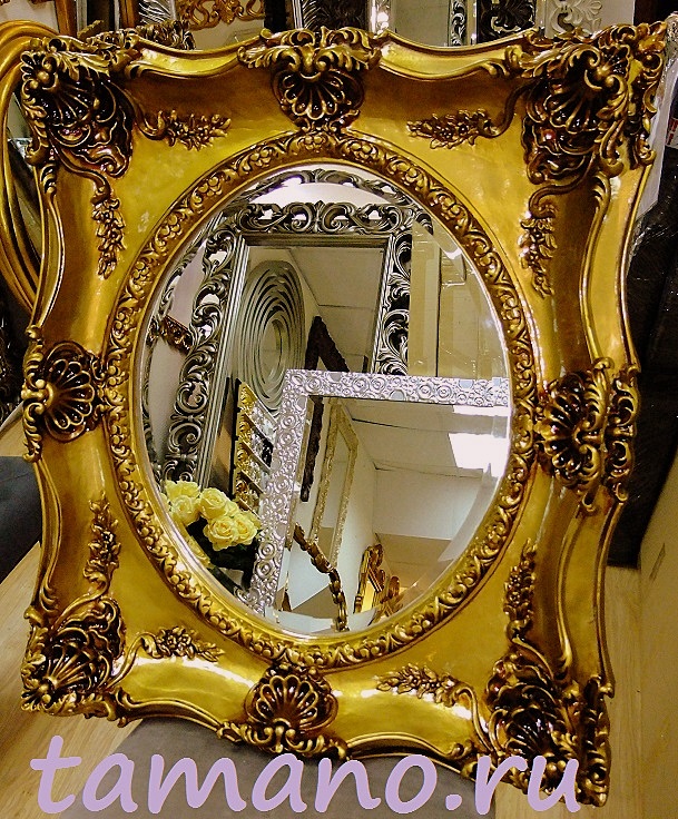 Зеркало интерьерное в раме, Гретта, червонное золото, 80см х 70см.JPG