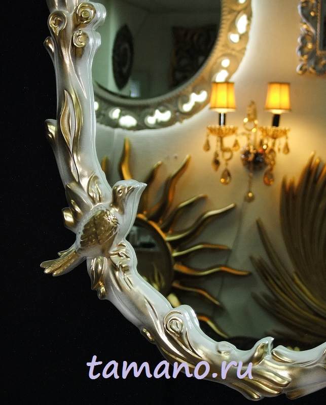 Зеркало интерьерное, Старлинг слоновая кость с золотом, 55см х 85см фото рамы