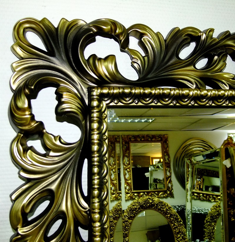 Большое интерьерное зеркало в резной раме Монако бронза, 95см х 192см смотреть фото рамы