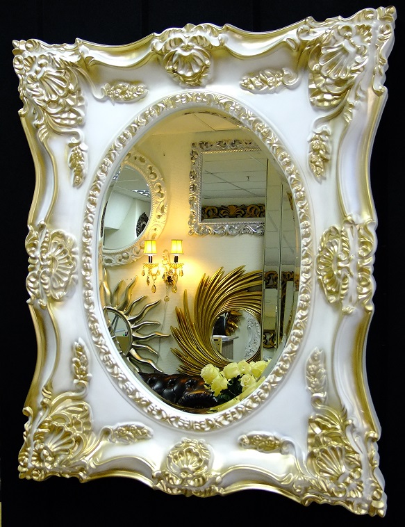 Купить красивое надкаминное зеркало Империал слоновая кость с золотом