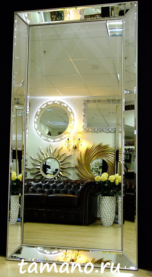 Большое настенно напольное венецианское зеркало в зеркальной раме