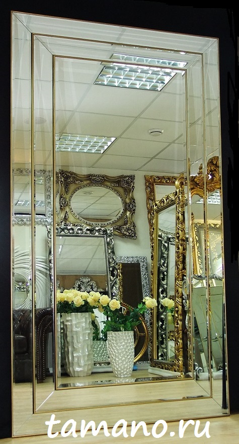 Купить огромное напольное зеркало в современной зеркальной раме Версаль