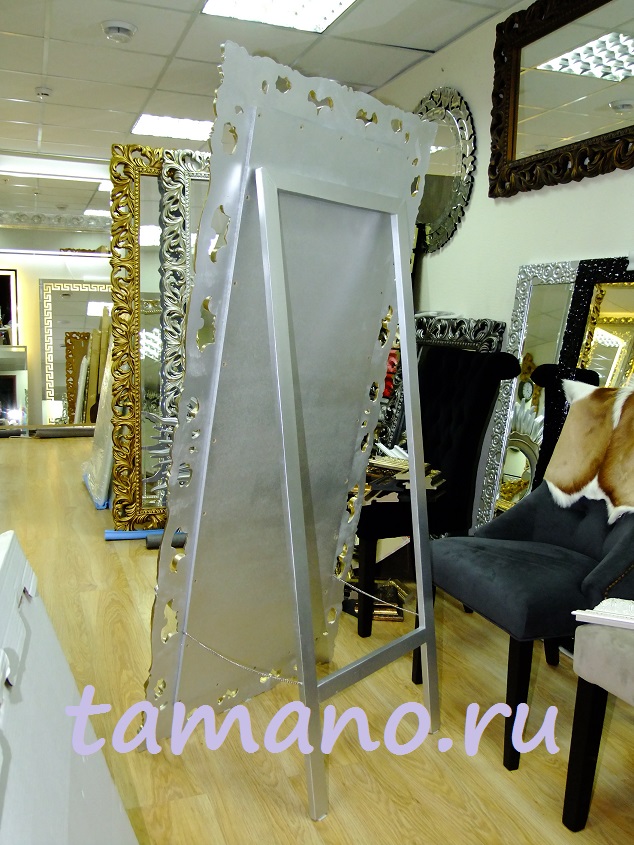 Напольное зеркало на ножке в интерьерной раме любого цвета на заказ, Прекрасная Мэри вид сзади.JPG