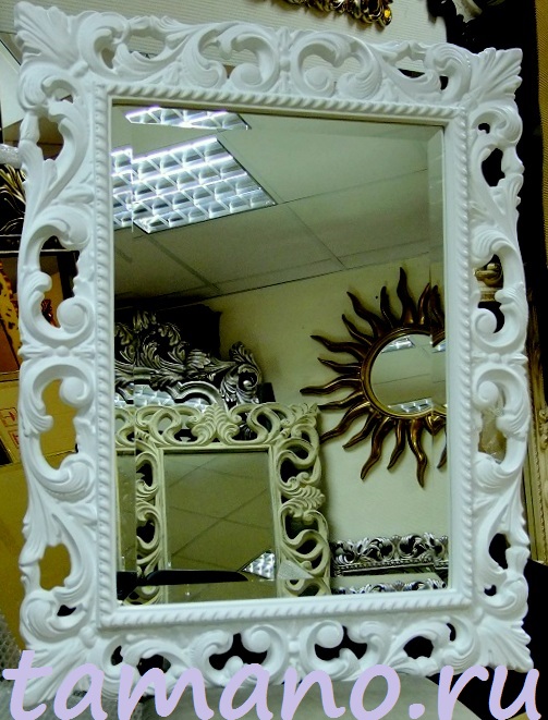 Зеркало интерьерное в резной раме, арт. Л12005К Мэри белый лак, 85см х 130см.JPG